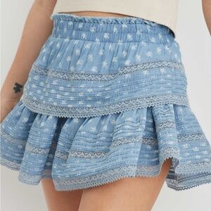 Aerie Rock N' Ruffle tiered ruffle skirt with lace/crochet trim
